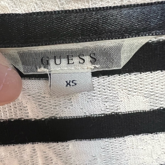 Guess Peplum Lace and Black and Cream Striped Long Sleeve - Size XS - Picture 3 of 5